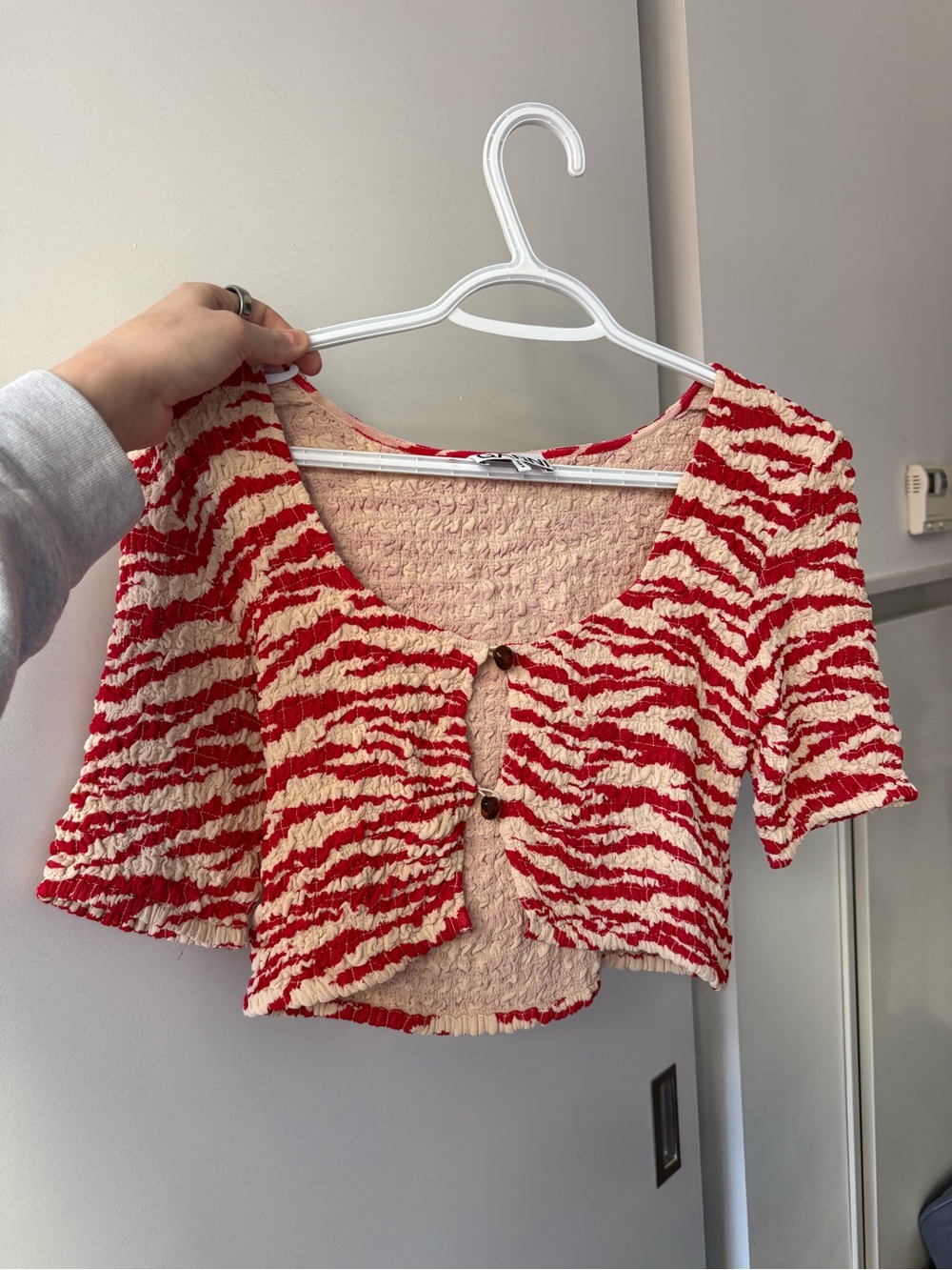 Ganni Textured Zebra Crop Top